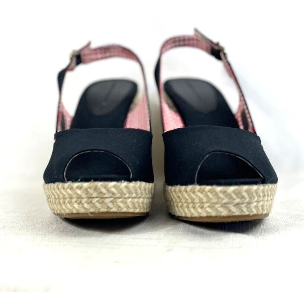 Tommy Hilfiger Espadrille Blue Women's Size 9 Sling Back Hi Wedge Sandal Heels - Picture 6 of 13